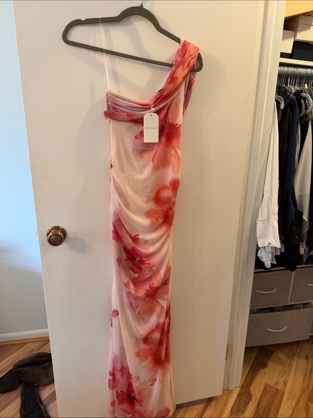 NWT blue blush One-Shoulder Pink Floral dress
